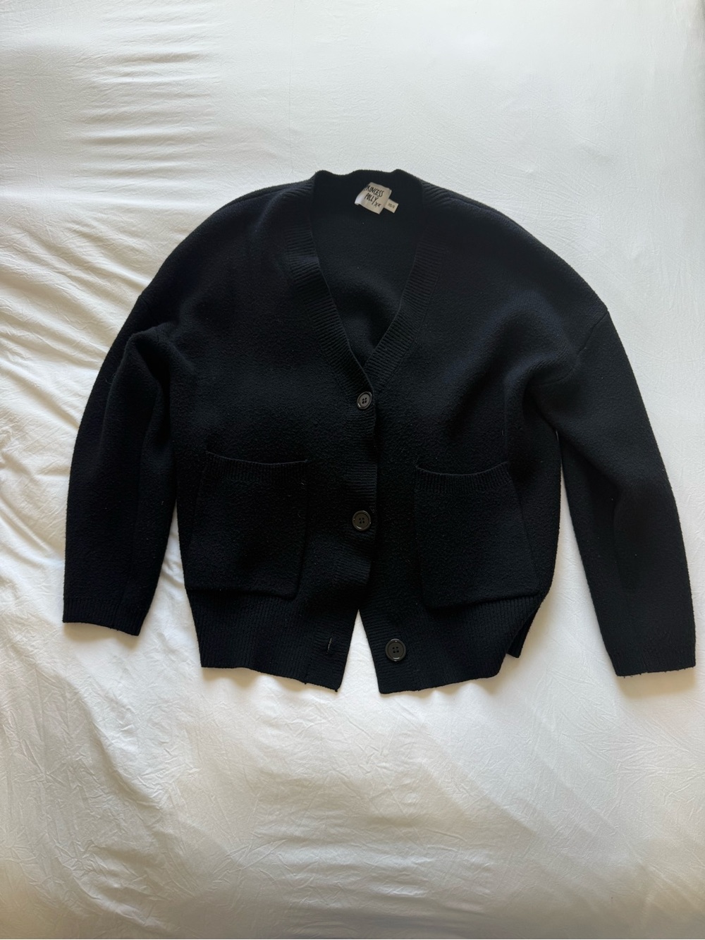 Black V-Neck Button Cardigan Sweater